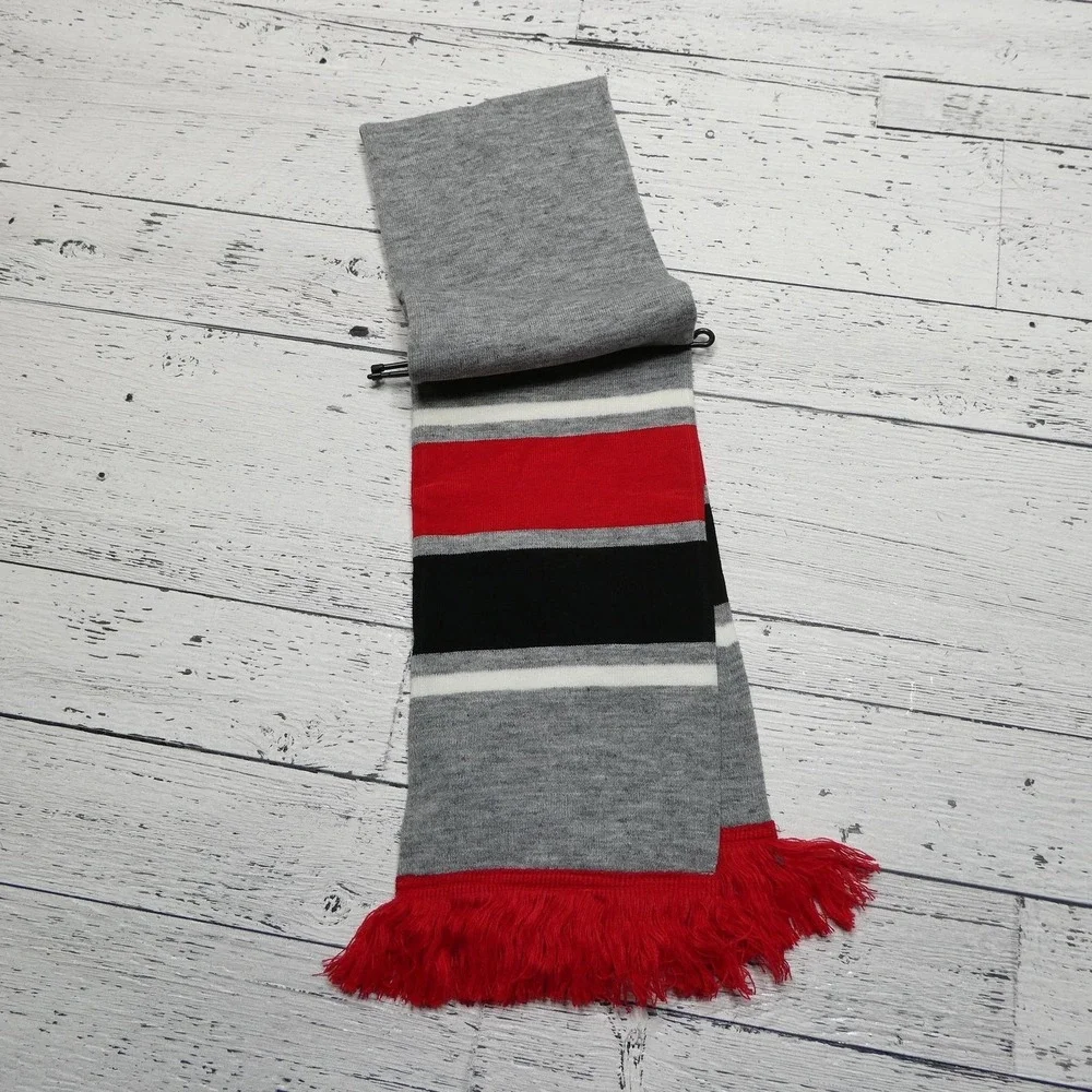 Chicago Blackhawks Scarf Mens One Size Gray Red NHL Hockey Mitchell & Ness